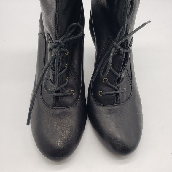 Seychelles women US 8.5 black leather calf high lace up vamp heeled boots - Picture 5 of 13